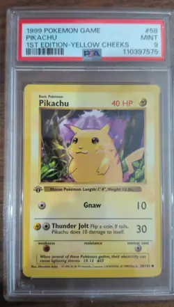 Pokemon Pikachu Base Set 058/102 1st Edition Shadowless PSA 9 - Image 1