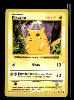 1999 Pokemon Base Set Shadowless Pikachu Red Cheeks #058/102 FX3235 - Image 1
