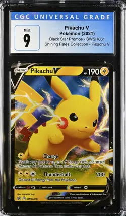 Pokemon 2021 Black Star Promos Pikachu V Shining Fates Collection CGC 9 SWSH061 - Image 1