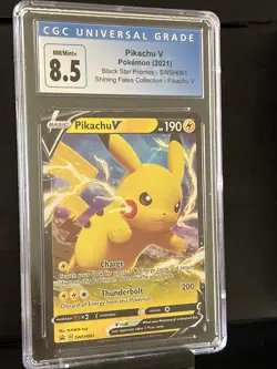 Pikachu V SWSH061 Pokemon 2021 Black Star Promo Shining Fates CGC 8.5 - Image 1