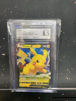 Pikachu V SWSH061 Pokemon 2021 Black Star Promo Shining Fates CGC 8.5 - Image 1