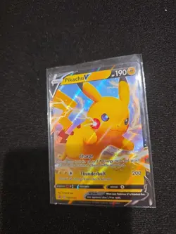 Pokemon TCG SWSH061 Pikachu v Black Star Promos Holo Card Near Mint Condition - Image 1