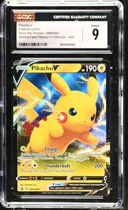 CGC 9 MINT Pikachu V SWSH061 HOLO Black Star PROMO Pokemon Card - Image 1