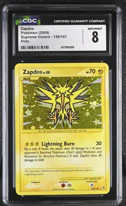 CGC 8 Zapdos 2009 Supreme Victors 150/147 Holo Pokemon Card - Image 1