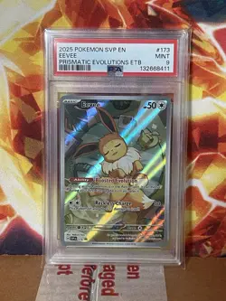 2025 POKEMON SVP EN-SV BLACK STAR PROMO PRISMATIC EVOLUTIONS ETB 173 EEVEE PSA 9 - Image 1