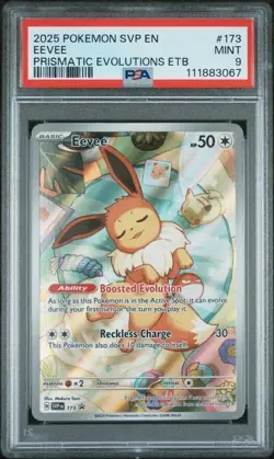 2025 POKEMON SVP EN-SV BLACK STAR PROMO PRISMATIC EVOLUTIONS ETB 173 EEVEE PSA 9 - Image 1