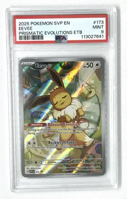 2025 POKEMON SVP EN-SV BLACK STAR PROMO PRISMATIC EVOLUTIONS ETB 173 EEVEE PSA 9 - Image 1