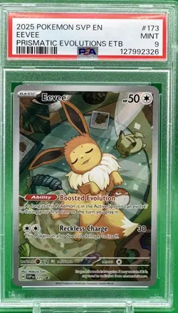 Pokemon 2025 SVP EN-SV Black Star Promo Prismatic Evolutions ETB 173 Eevee PSA 9 - Image 1