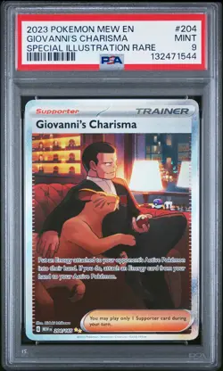 2023 POKEMON MEW EN-151 SPECIAL ILLUSTRATION RARE #204 GIOVANNI'S CHARISMA PSA 9 - Image 1
