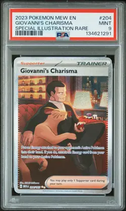 2023 POKEMON MEW EN-151 SPECIAL ILLUSTRATION RARE #204 GIOVANNI'S CHARISMA PSA 9 - Image 1