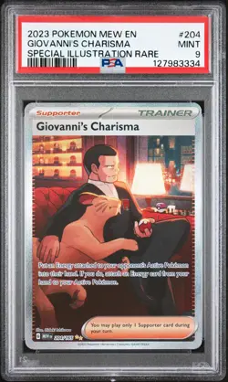 2023 POKEMON MEW EN-151 SPECIAL ILLUSTRATION RARE #204 GIOVANNI'S CHARISMA PSA 9 - Image 1