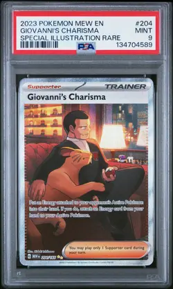 2023 POKEMON MEW EN-151 SPECIAL ILLUSTRATION RARE #204 GIOVANNI'S CHARISMA PSA 9 - Image 1
