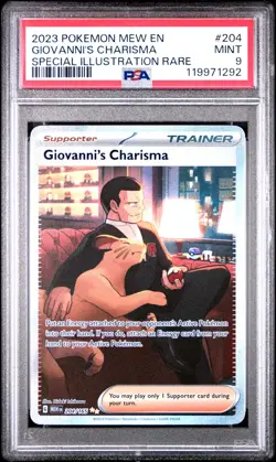 2023 POKEMON MEW EN-151 SPECIAL ILLUSTRATION RARE #204 GIOVANNI'S CHARISMA PSA 9 - Image 1