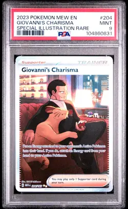 2023 POKEMON MEW EN-151 #204 GIOVANNI'S CHARISMA SPECIAL ILLUSTRATION RARE PSA 9 - Image 1