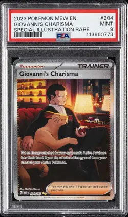 2023 POKEMON MEW EN-151 SPECIAL ILLUSTRATION RARE #204 GIOVANNI'S CHARISMA PSA 9 - Image 1