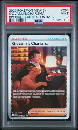 2023 POKEMON MEW EN-151 SPECIAL ILLUSTRATION RARE #204 GIOVANNI'S CHARISMA PSA 9 - Image 1