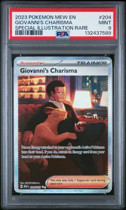 2023 POKEMON MEW EN-151 SPECIAL ILLUSTRATION RARE #204 GIOVANNI'S CHARISMA PSA 9 - Image 1