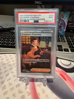 PSA 9 2023 POKEMON MEW EN-151 204 GIOVANNI'S CHARISMA SPECIAL ILLUSTRATION RARE - Image 1