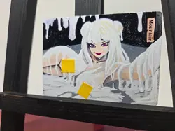 MTG Mountain Custom Alter White Slime Girl Waifu Hand Painted Acrylic by BAZAYO - Image 2