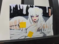 MTG Mountain Custom Alter White Slime Girl Waifu Hand Painted Acrylic by BAZAYO - Image 3