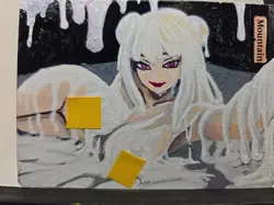 MTG Mountain Custom Alter White Slime Girl Waifu Hand Painted Acrylic by BAZAYO - Image 4