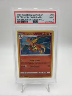 Pokemon Center TCG Special Delivery Charizard SWSH075 PSA 9 Rare Holo 2022 - Image 1