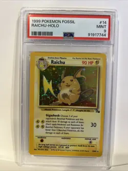 1999 RAICHU HOLO RARE FOSSIL POKEMON TCG PSA 9 MINT #14/62 - Image 1