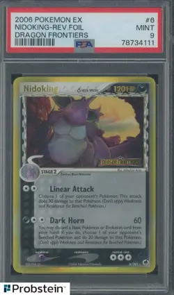 2006 Pokemon Ex Dragon Frontiers #6 Nidoking Reverse Foil PSA 9 MINT - Image 1