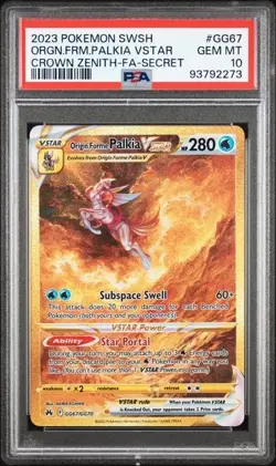 2023 POKEMON SWORD AND SHIELD CROWN ZENITH #GG67 ORIGIN FORM PALKIA VSTAR PSA 10 - Image 1