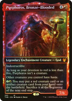 NM+ FOIL MTG Purphoros Bronze-Blooded Showcase Theros Beyond Death Magic Card - Image 1