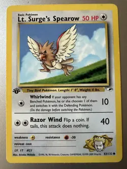 LT. SURGE'S SPEAROW 83/132 1st Edition Gym Heroes WOTC Pokemon Card LP - Image 1