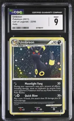 CGC 9 MINT Umbreon 2011 Call of Legends 22/95 Holo Pokemon Card - Image 1