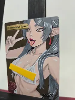MTG Command Tower Custom Alter Frieren Waifu Anime Hand Painted By BAZAYO - Image 2