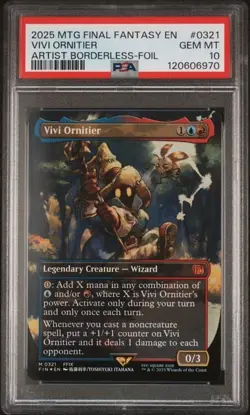 PSA 10 GEM Mint Vivi Ornitier 0321 Borderless Foil Final Fantasy MTG - Image 1