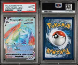 Pokemon TCG Metagross VMAX 208/198 Chilling Reign Rainbow Secret Rare PSA 10 - Image 1