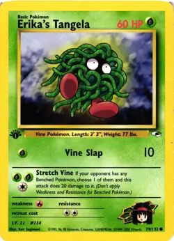 Pokemon TCG Erika's Tangela 79/132 1st Edition Gym Heroes LP - Image 1