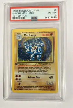 1999 Pokemon Machamp Holo 1st Edition 8/102 PSA 4 - Image 1
