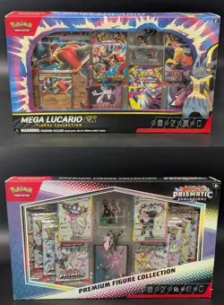 Pokemon TCG PRISMATIC EVOLUTIONS & MEGA Lucario Premium Figure Collection SEALED - Image 1