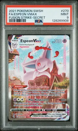 2021 POKEMON SWORD & SHIELD FUSION STRIKE SECRET #270 FULL ART/ESPEON VMAX PSA 9 - Image 1