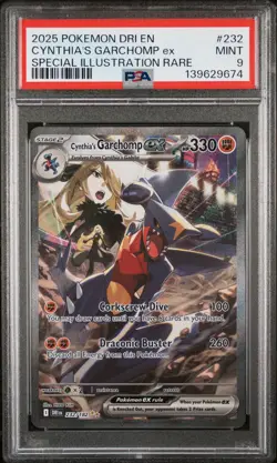 2025 POKEMON DRI EN-DESTINED RIVALS #232 CYNTHIA'S GARCHOMP EX PSA 9 - Image 1