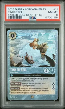 2025 DISNEY LORCANA EN P3-PROMO #11 TINKER BELL - GIANT FAIRY PSA 8 - Image 1