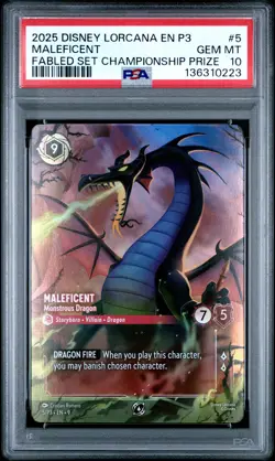 2025 DISNEY LORCANA EN P3-PROMO #5 MALEFICENT - MONSTROUS DRAGON PSA 10 - Image 1