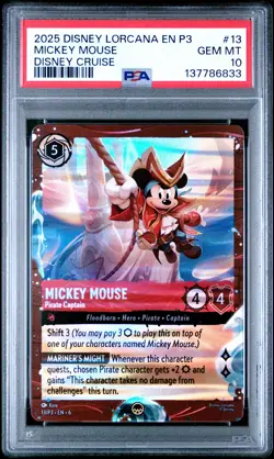 2025 DISNEY LORCANA EN P3-PROMO #13 MICKEY MOUSE PIRATE CAPTAIN PSA 10 - Image 1