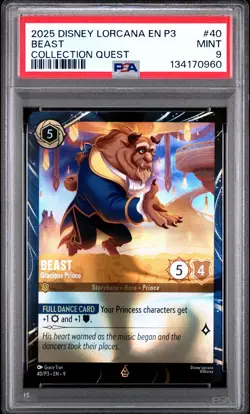 2025 DISNEY LORCANA EN P3-PROMO COLL QUEST #40 BEAST - GRACIOUS PRINCE PSA 9 - Image 1