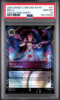 2025 DISNEY LORCANA EN P3-PROMO COLL QUEST BELLE - ACCOMPLISHED MYSTIC PSA 10 - Image 1