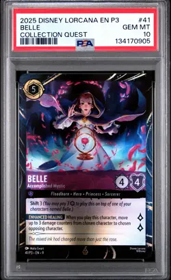 2025 DISNEY LORCANA EN P3-PROMO COLL QUEST BELLE - ACCOMPLISHED MYSTIC PSA 10 - Image 1