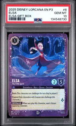 2025 DISNEY LORCANA EN P3-PROMO ELSA GIFT BOX #6 ELSA - THE FIFTH SPIRIT PSA 10 - Image 1