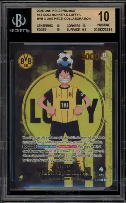 One Piece CCG Monkey.D.Luffy BVB X One Piece Collaboration Promo ST13-003 BGS 10 - Image 1