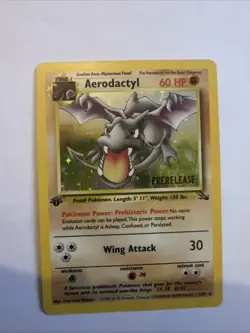 1st Edition Aerodactyl Prerelease 1/62 Fossil Set Holo Rare Pokemon Card 1999 LP - Image 1