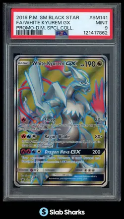2018 POKEMON SUN & MOON BLACK STAR PROMOS #SM141 WHITE KYUREM GX FULL ART PSA 9 - Image 1